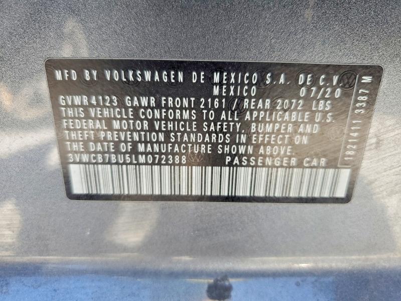 49516266 :رقم المزاد ، 3VWCB7BU5LM072388 vin ، 2020 Volkswagen Jetta مزاد بيع