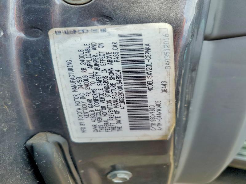 1999 Toyota Camry მანქანა იყიდება აუქციონზე, vin: 4T1BG22KXXU548214, აუქციონის ნომერი: 50870396
