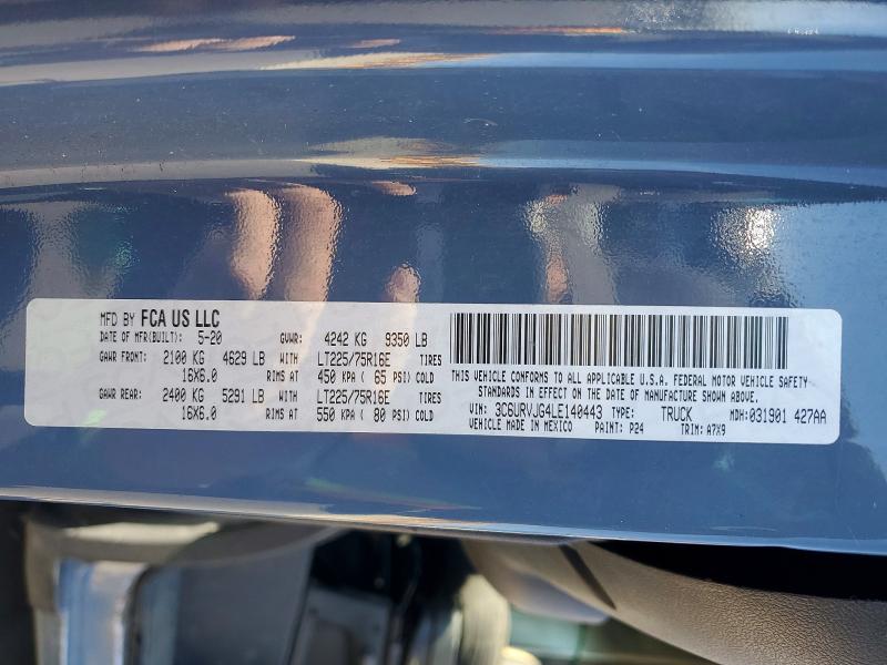 Продаж на аукціоні авто 2020 Ram Promaster 3500, vin: 3C6URVJG4LE140443, номер лоту: 47599636