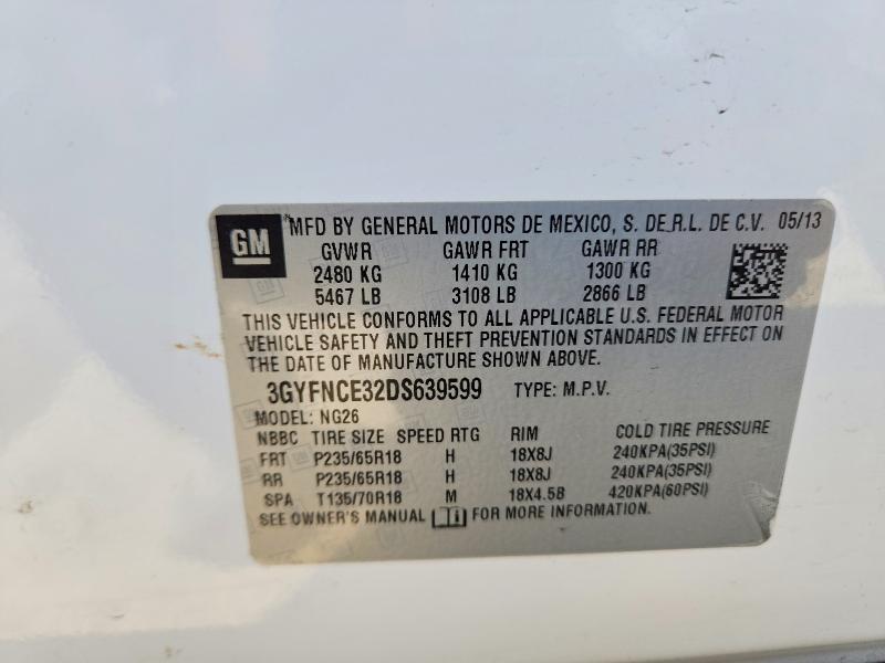 49610706 :رقم المزاد ، 3GYFNCE32DS639599 vin ، 2013 Cadillac Srx مزاد بيع