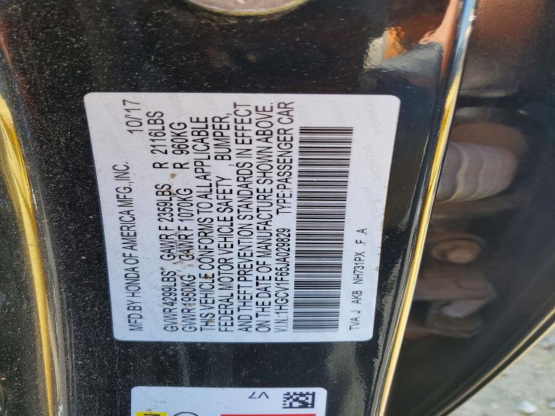 50849846 :رقم المزاد ، 1HGCV1F65JA029829 vin ، 2018 Honda Accord مزاد بيع