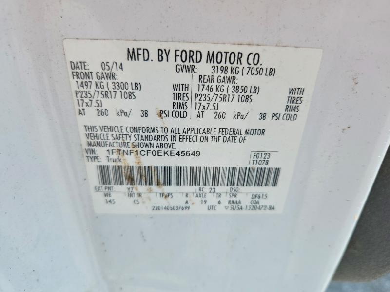 Aukcja sprzedaży 2014 Ford F150, vin: 1FTNF1CF0EKE45649, numer aukcji: 51641436
