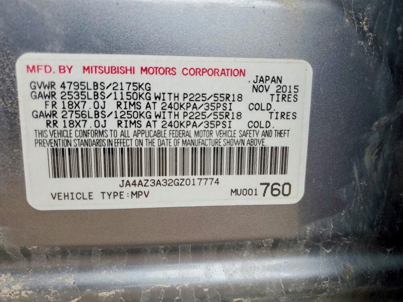 Продаж на аукціоні авто 2016 Mitsubishi Outlander, vin: JA4AZ3A32GZ017774, номер лоту: 49424836