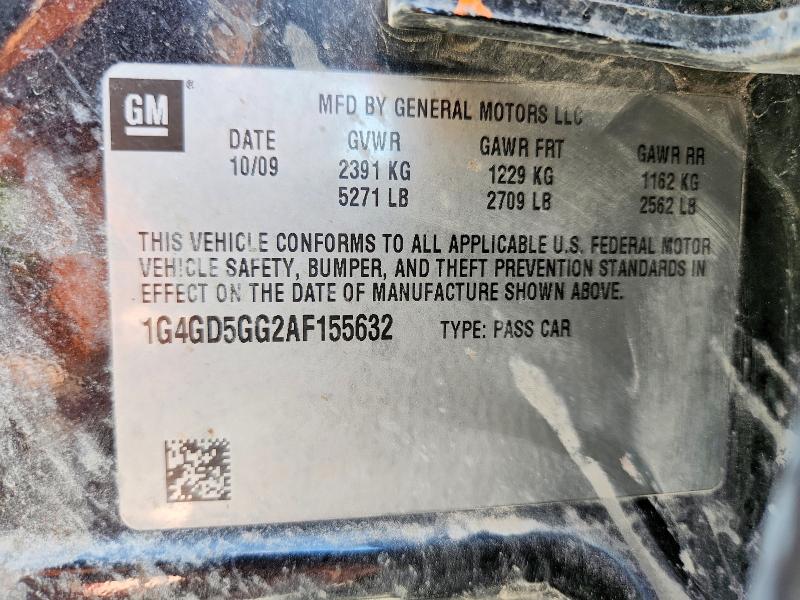 48680276 :رقم المزاد ، 1G4GD5GG2AF155632 vin ، 2010 Buick Lacrosse مزاد بيع