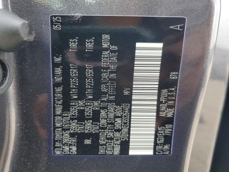 Aukcja sprzedaży 2025 Toyota Sienna, vin: 5TDYRKEC3SS264403, numer aukcji: 48500416