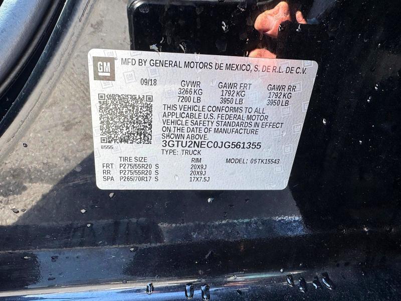 51030126 :رقم المزاد ، 3GTU2NEC0JG561355 vin ، 2018 Gmc Sierra مزاد بيع