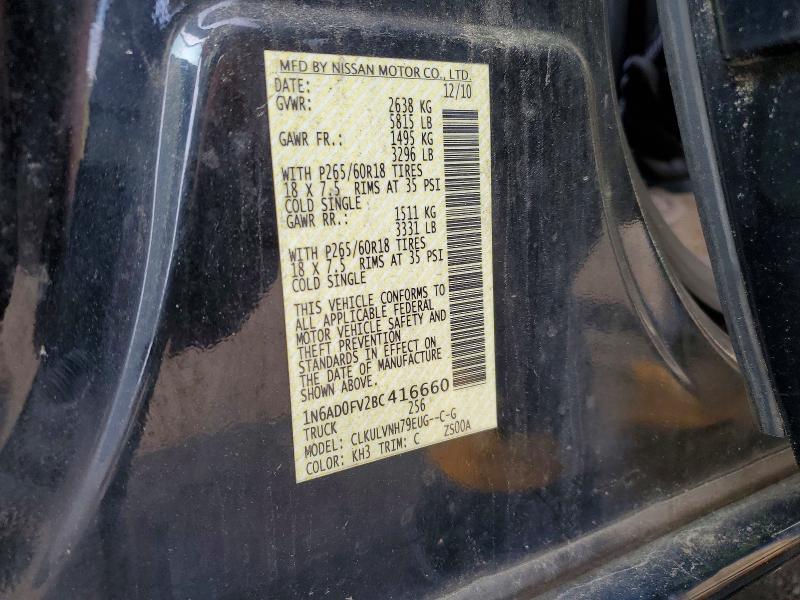 50144826 :رقم المزاد ، 1N6AD0FV2BC416660 vin ، 2011 Nissan Frontier مزاد بيع