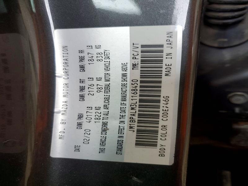 Продаж на аукціоні авто 2020 Mazda 3, vin: JM1BPALM3L1168450, номер лоту: 49162426