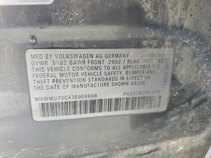 Продаж на аукціоні авто 2007 Volkswagen Passat, vin: WVWMU73C47E008698, номер лоту: 51988846