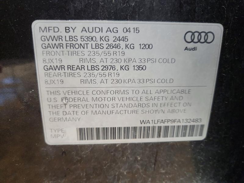 50334466 :رقم المزاد ، WA1LFAFP9FA132483 vin ، 2015 Audi Q5 مزاد بيع