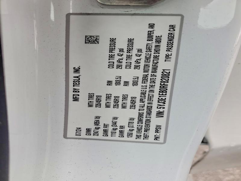 48938676 :رقم المزاد ، 5YJ3E1EB0RF820821 vin ، 2024 Tesla Model 3 مزاد بيع