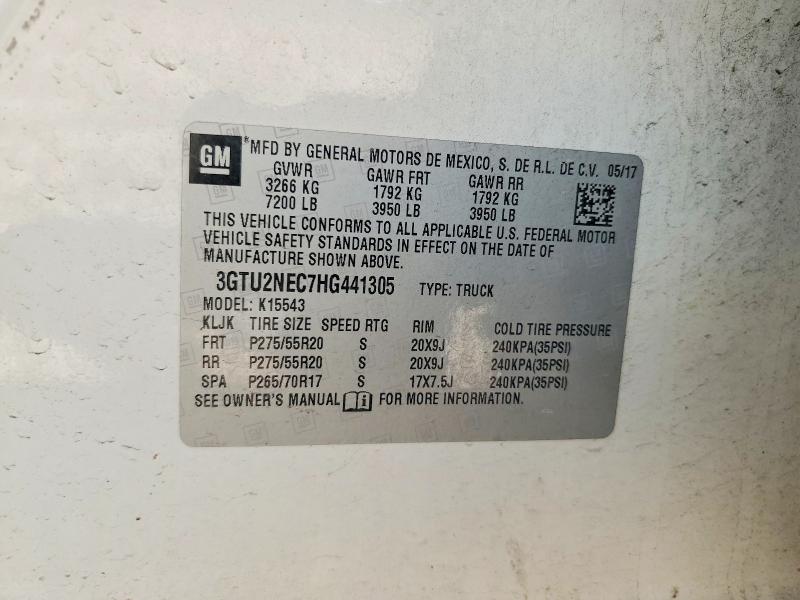 2017 Gmc Sierra მანქანა იყიდება აუქციონზე, vin: 3GTU2NEC7HG441305, აუქციონის ნომერი: 49280096
