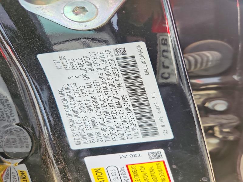 Продаж на аукціоні авто 2022 Honda Civic, vin: 2HGFE2F5XNH541605, номер лоту: 50966856
