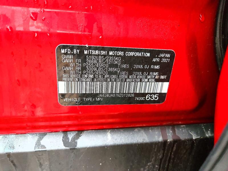 Продаж на аукціоні авто 2022 Mitsubishi Outlander, vin: JA4J4UA87NZ012826, номер лоту: 48272326
