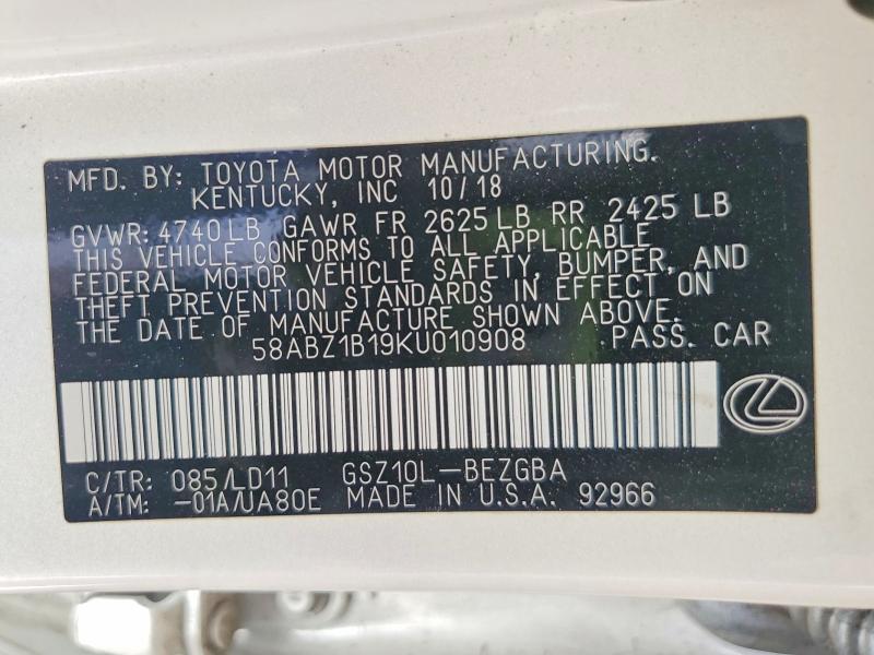 Продаж на аукціоні авто 2019 Lexus Es 350, vin: 58ABZ1B19KU010908, номер лоту: 48785376