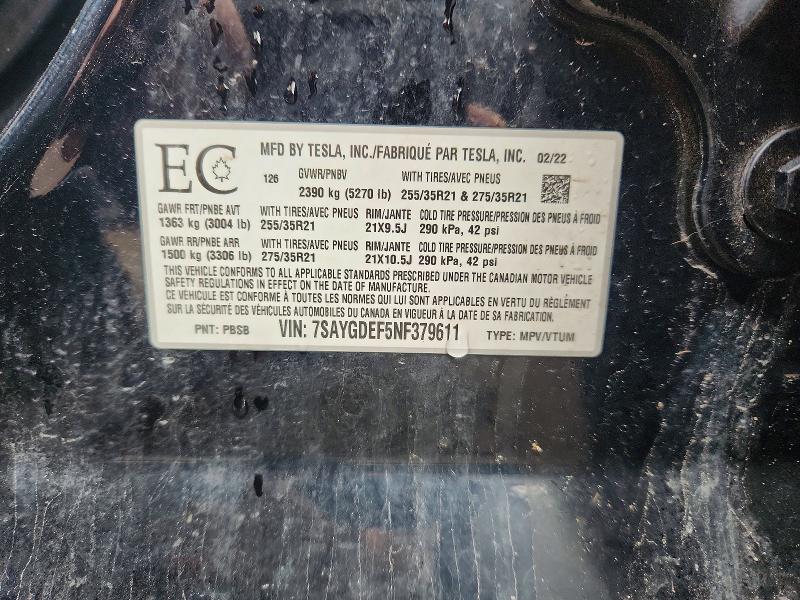 Aukcja sprzedaży 2022 Tesla Model Y, vin: 7SAYGDEF5NF379611, numer aukcji: 49132466