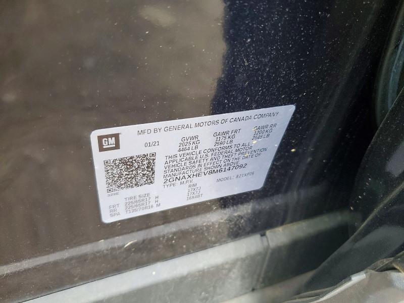 Продажа на аукционе авто 2021 Chevrolet Equinox, vin: 2GNAXHEV8M6147092, номер лота: 51120976