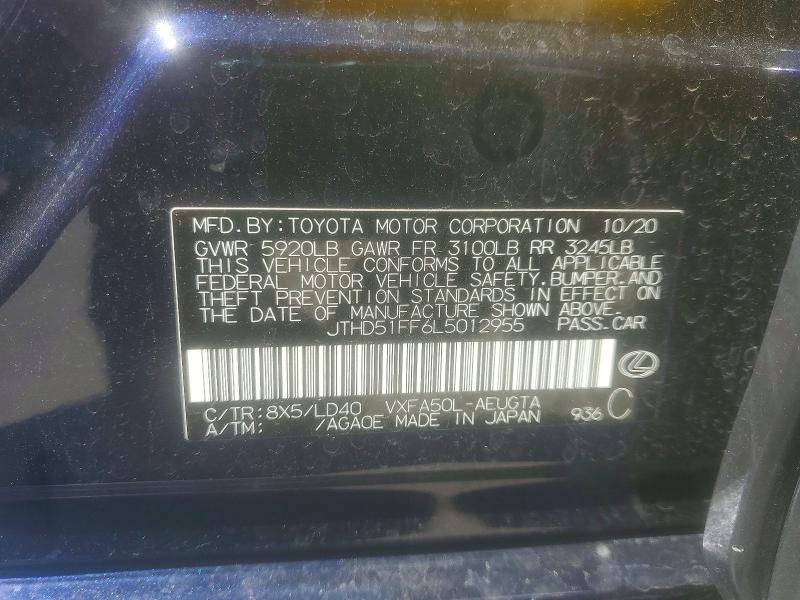 Продаж на аукціоні авто 2020 Lexus Ls 500, vin: JTHD51FF6L5012955, номер лоту: 48270406
