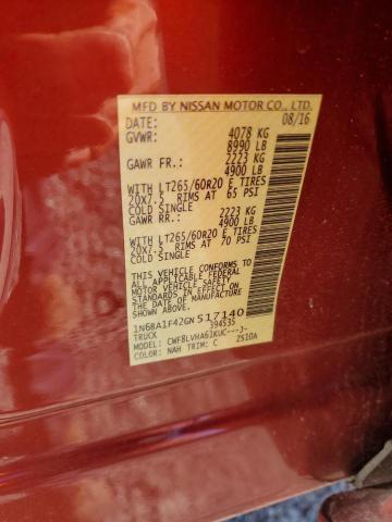 49896196 :رقم المزاد ، 1N6BA1F42GN517140 vin ، 2016 Nissan Titan Xd مزاد بيع