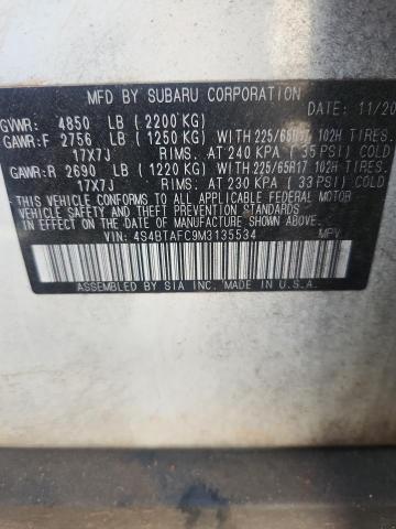 48879976 :رقم المزاد ، 4S4BTAFC9M3135534 vin ، 2021 Subaru Outback مزاد بيع