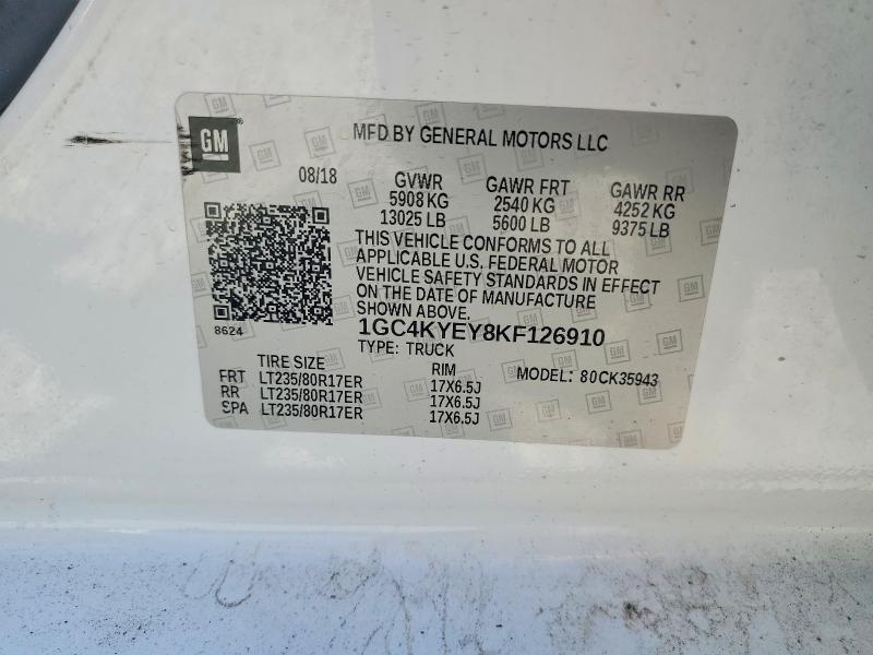 Продаж на аукціоні авто 2019 Chevrolet Silverado, vin: 1GC4KYEY8KF126910, номер лоту: 48992556