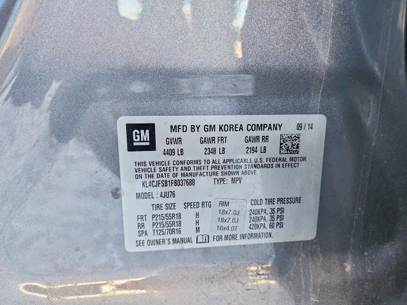 48646926 :رقم المزاد ، KL4CJFSB1FB037688 vin ، 2015 Buick Encore مزاد بيع