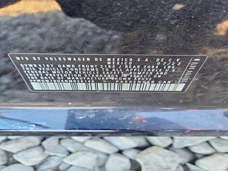 50004826 :رقم المزاد ، 3VWGM7BUXNM026148 vin ، 2022 Volkswagen Jetta مزاد بيع