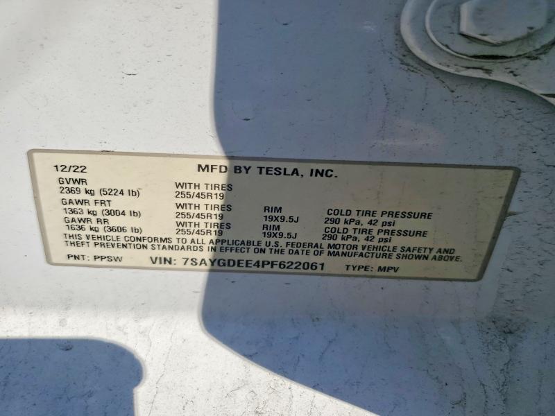 Aukcja sprzedaży 2023 Tesla Model Y, vin: 7SAYGDEE4PF622061, numer aukcji: 49768056