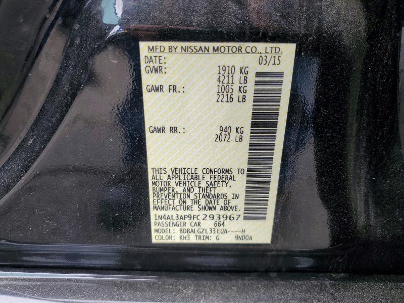 Aukcja sprzedaży 2015 Nissan Altima, vin: 1N4AL3AP9FC293967, numer aukcji: 49788696