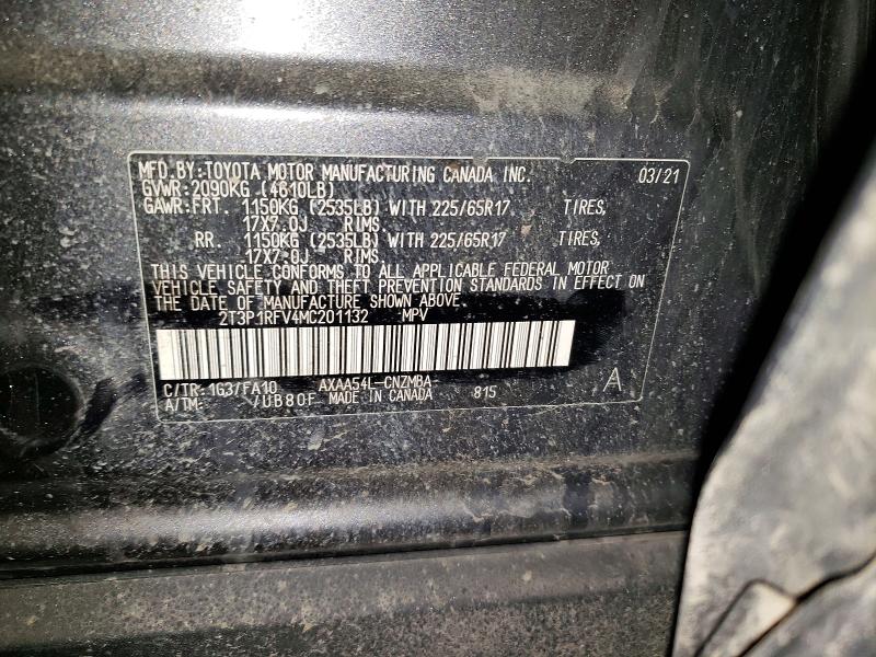 2021 Toyota Rav4 მანქანა იყიდება აუქციონზე, vin: 2T3P1RFV4MC201132, აუქციონის ნომერი: 51180336