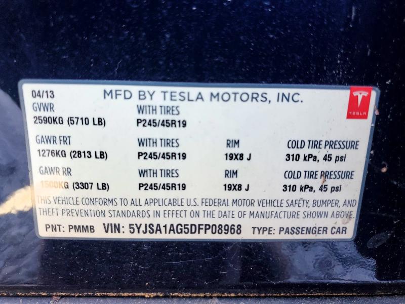 Aukcja sprzedaży 2013 Tesla Model S, vin: 5YJSA1AG5DFP08968, numer aukcji: 49144686