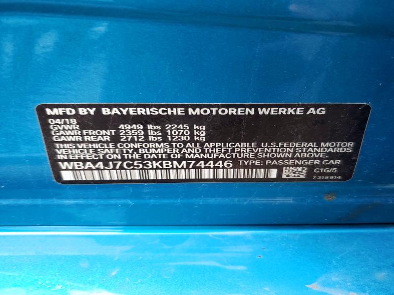 Продажа на аукционе авто 2019 Bmw 440xi, vin: WBA4J7C53KBM74446, номер лота: 48957966