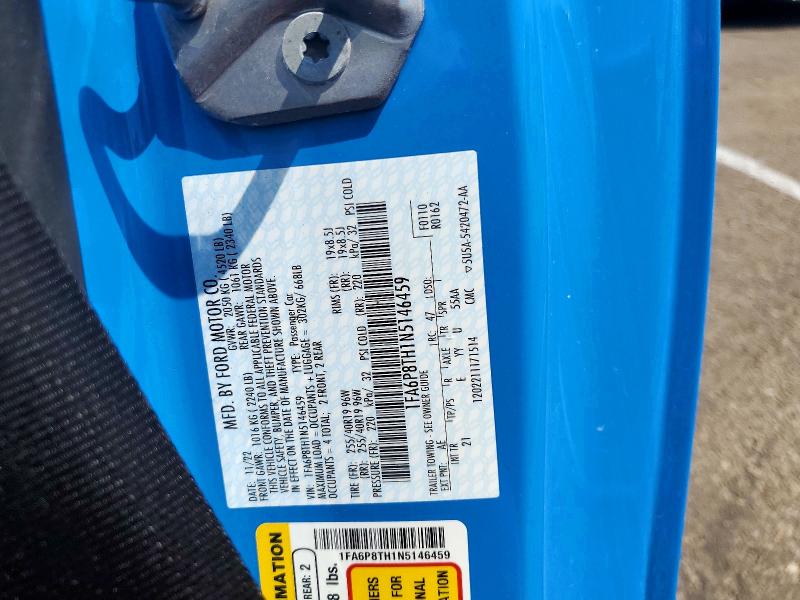 Продажа на аукционе авто 2022 Ford Mustang, vin: 1FA6P8TH1N5146459, номер лота: 50533786