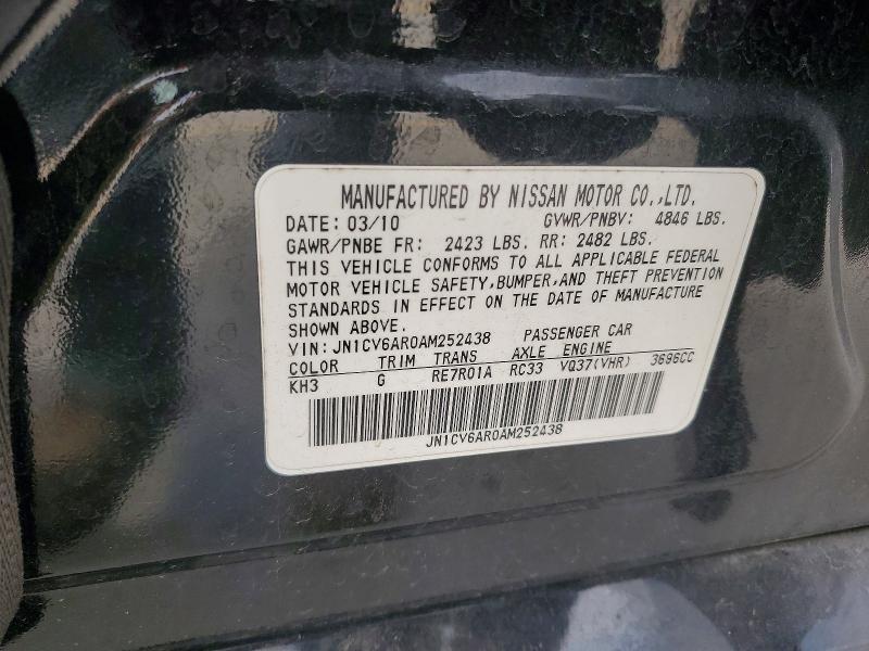 2010 Infiniti G37 Sedan მანქანა იყიდება აუქციონზე, vin: JN1CV6AR0AM252438, აუქციონის ნომერი: 50141026