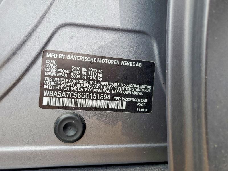 48280436 :رقم المزاد ، WBA5A7C56GG151894 vin ، 2016 Bmw 528 مزاد بيع