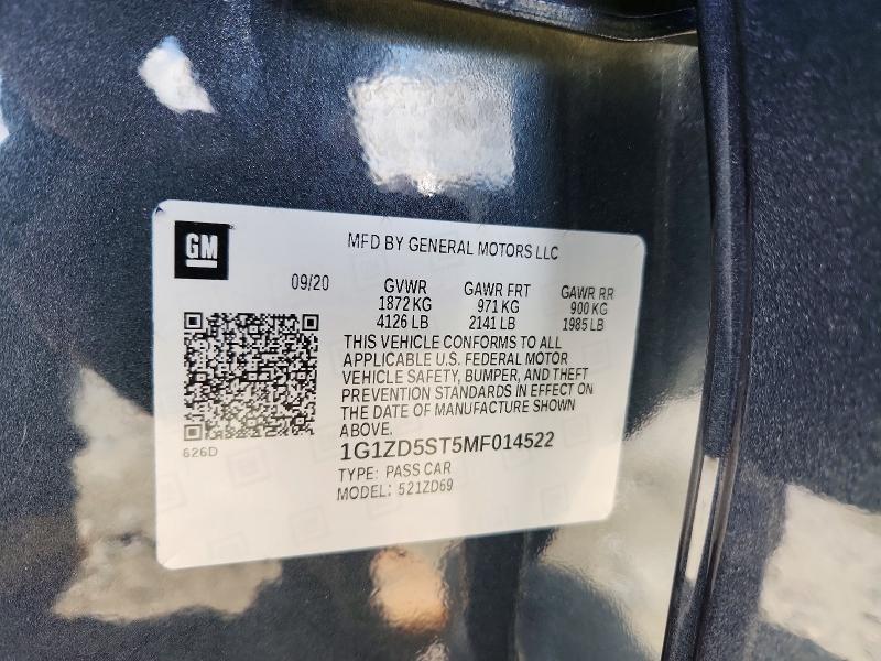 Aukcja sprzedaży 2021 Chevrolet Malibu, vin: 1G1ZD5ST5MF014522, numer aukcji: 51509146