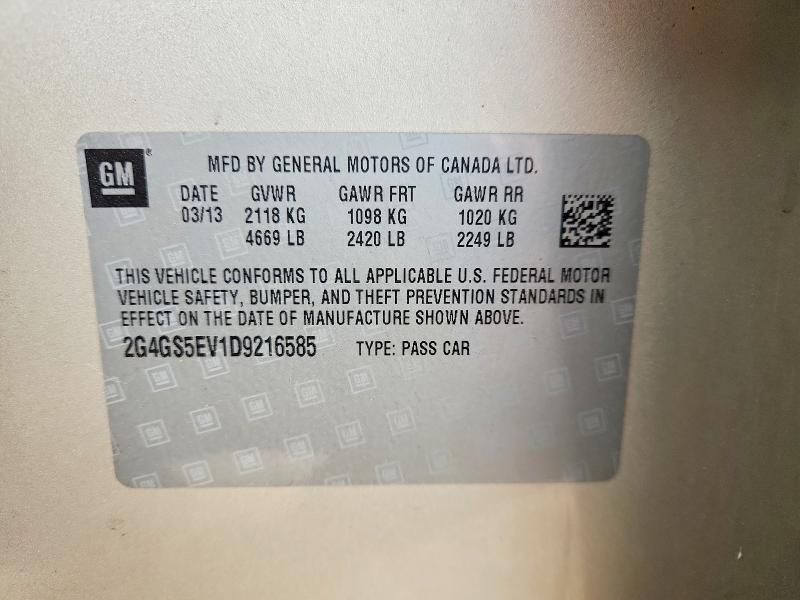 49073726 :رقم المزاد ، 2G4GS5EV1D9216585 vin ، 2013 Buick Regal مزاد بيع
