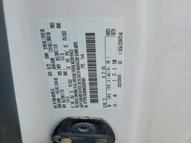 Aukcja sprzedaży 2022 Ford F150, vin: 1FTFX1E50NKE90595, numer aukcji: 50997456