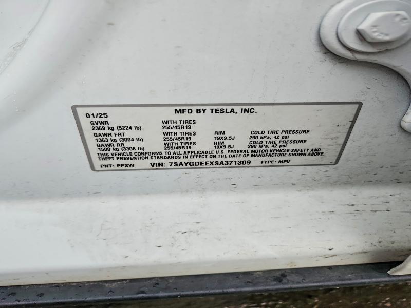 Продаж на аукціоні авто 2025 Tesla Model Y, vin: 7SAYGDEEXSA371309, номер лоту: 47975306