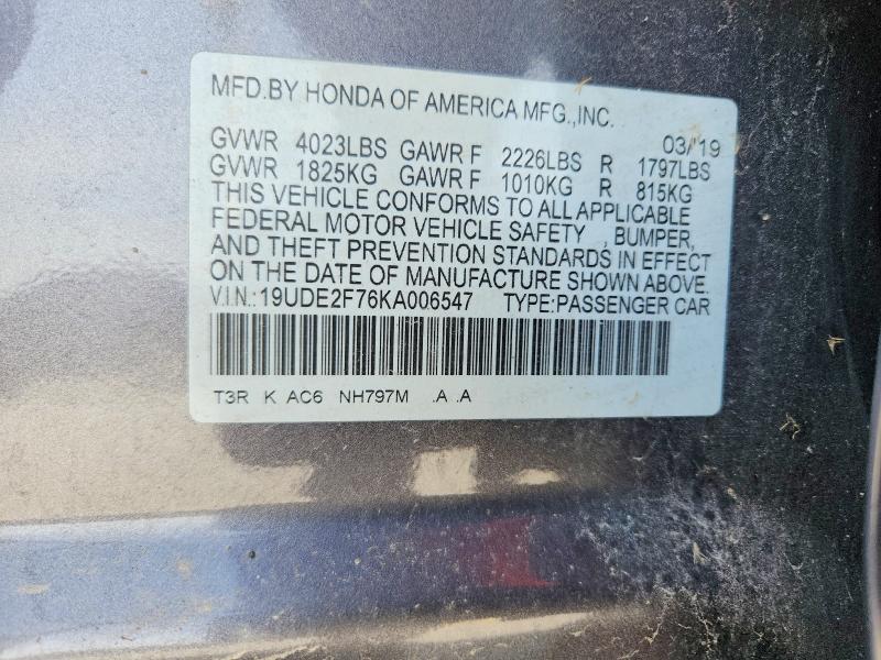 48599326 :رقم المزاد ، 19UDE2F76KA006547 vin ، 2019 Acura Ilx مزاد بيع