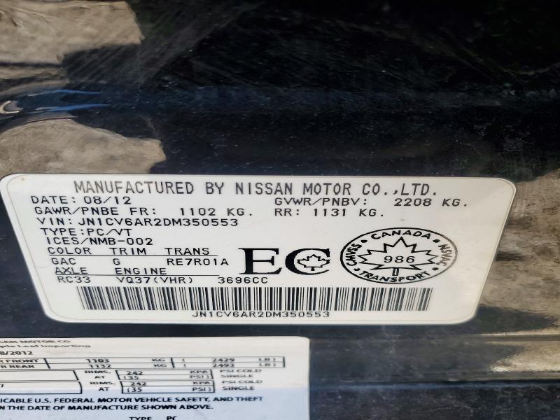 Aukcja sprzedaży 2013 Infiniti G37 Sedan, vin: JN1CV6AR2DM350553, numer aukcji: 49090786