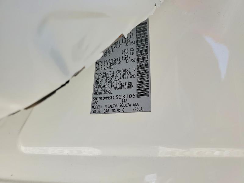 Aukcja sprzedaży 2020 Infiniti Qx60, vin: 5N1DL0MN3LC523106, numer aukcji: 49781986