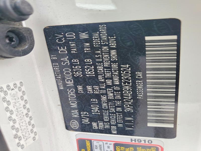 49541376 :رقم المزاد ، 3KPA24AB9KE230524 vin ، 2019 Kia Rio مزاد بيع