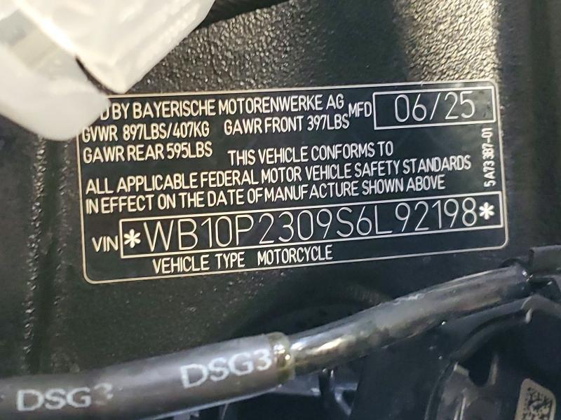 51089946 :رقم المزاد ، WB10P2309S6L92198 vin ، 2025 Bmw S 1000 مزاد بيع