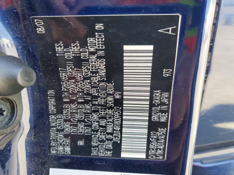 51857726 :رقم المزاد ، JTEZU14R180099512 vin ، 2008 Toyota 4runner مزاد بيع
