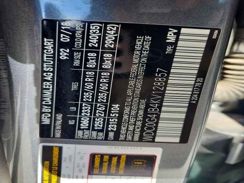 Aukcja sprzedaży 2019 Mercedes-benz Glc, vin: WDC0G4JB4KV128857, numer aukcji: 48973296