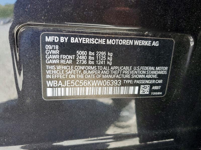 2019 Bmw 540 მანქანა იყიდება აუქციონზე, vin: WBAJE5C56KWW06393, აუქციონის ნომერი: 49431436