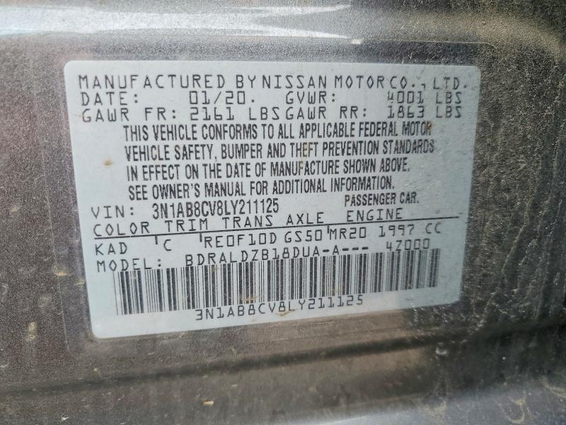 2020 Nissan Sentra მანქანა იყიდება აუქციონზე, vin: 3N1AB8CV8LY211125, აუქციონის ნომერი: 48804696