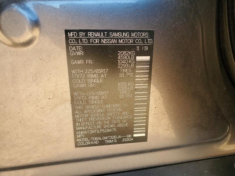 50350806 :رقم المزاد ، KNMAT2MT1LP528475 vin ، 2020 Nissan Rogue مزاد بيع