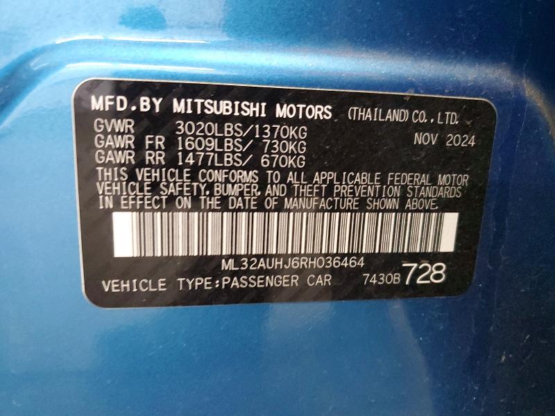 Продаж на аукціоні авто 2024 Mitsubishi Mirage, vin: ML32AUHJ6RH036464, номер лоту: 50767266